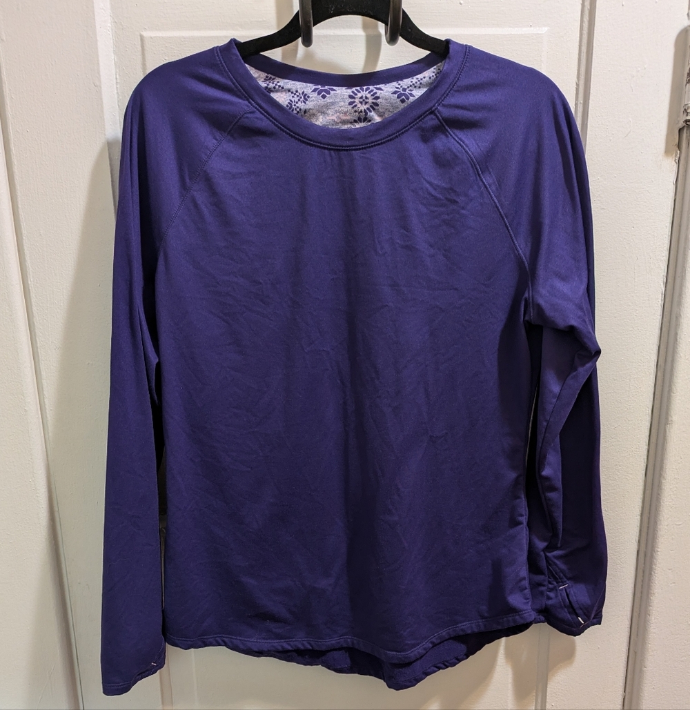 Cuddl Duds Climate Right Long Sleeve Purple Shirt